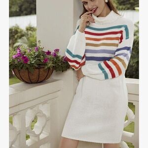 Colorful Striped Turtleneck Sweater